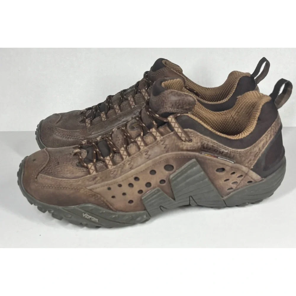 Merrell Intercept Urban Dark Brown Leather Hiking Shoes Mens 10.5 Vibram J75117